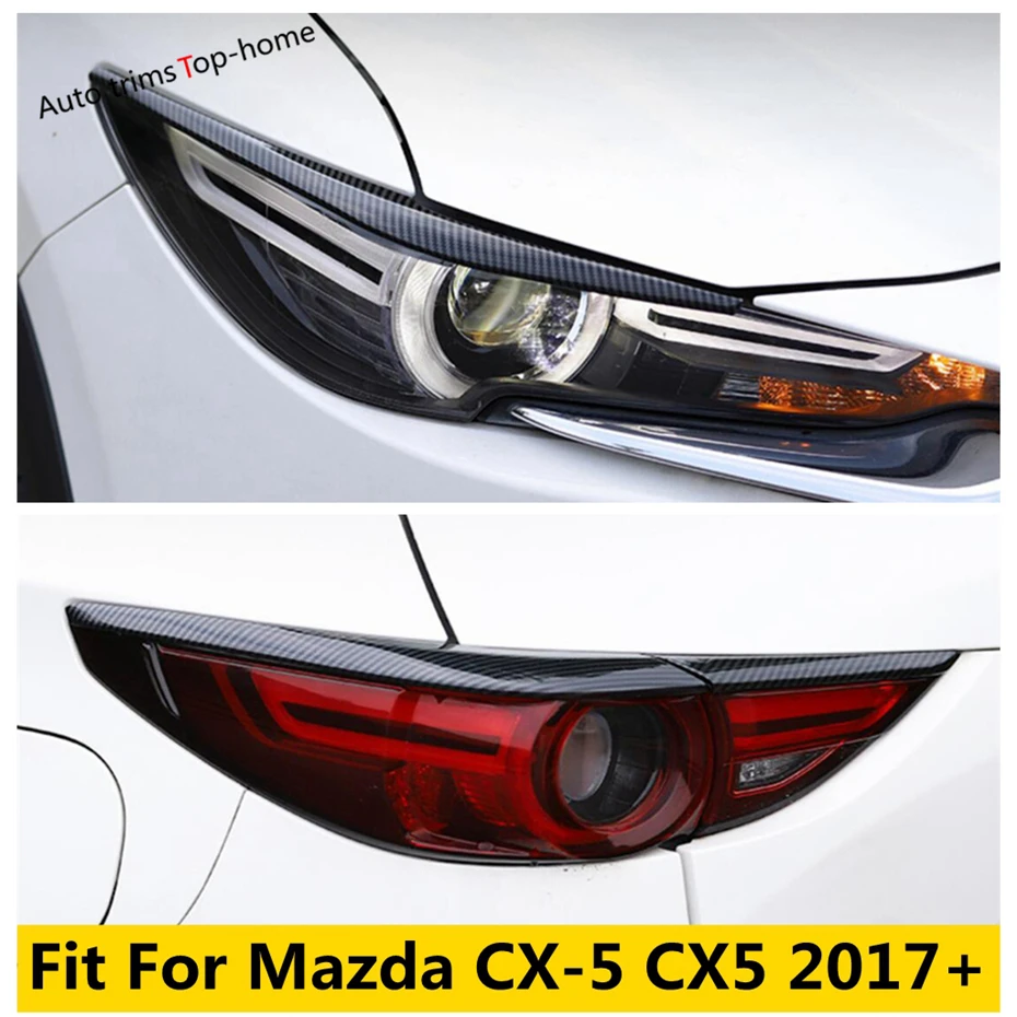 

Accessories Front Rear Tail Lights Lamps Eyebrow Eyelid Cover Trim For Mazda Cx-5 CX5 KF 2017 - 2023 Chrome / Carbon Fiber Look