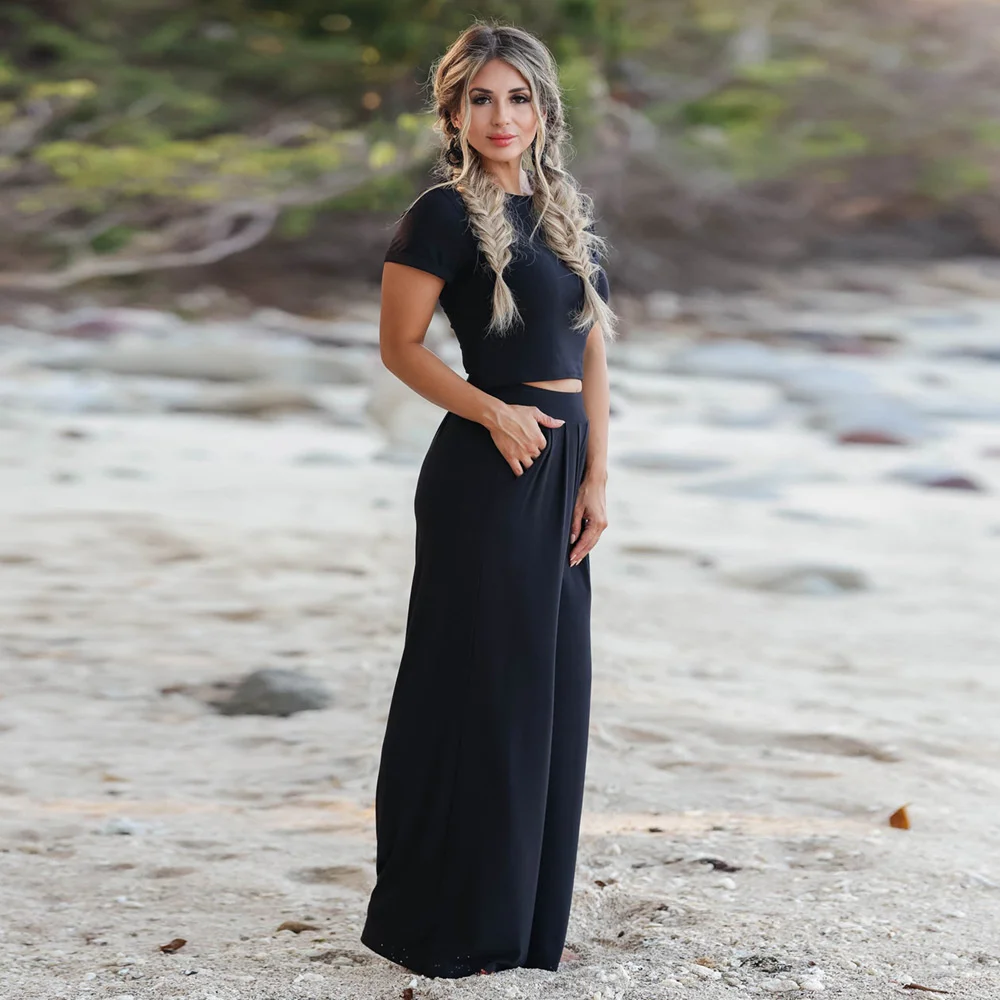 Spring and summer new short-sleeved T-shirt + trousers two-piece suit plus size women's wear