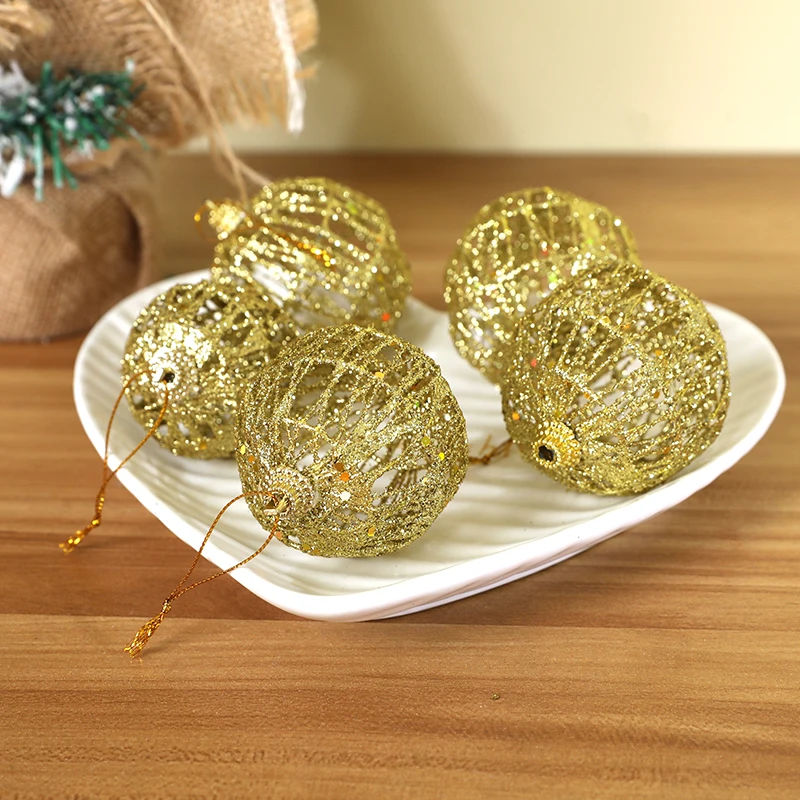 5-8 cm Weihnachten Weihnachtsbaum Gold Ball Baubles Hängen Party Ornament Dekoration Navidad Gold Staub Weihnachten Ball mit Skalen – Detail 9