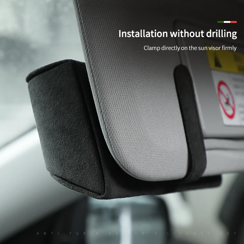 범용 자동차 선바이저 안경 프레임 선글라스 보관함, 알칸타라 스웨이드 다기능 보관 장식, 자동차 부품