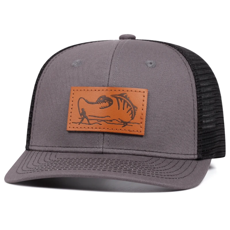 Herrenmode Fischer Muster Leder Label Richardson Ente Zunge Hut verstellbare Hip Hop Baseball Hut Sonnenschirm Cowboy Caps – Detail 14