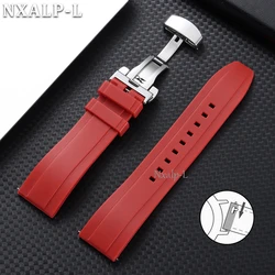 Sleek Silicone Waterproof Watch Band with Butterfly Clasp - Men's and Women's Sport Bracelet - 22mm (Red)