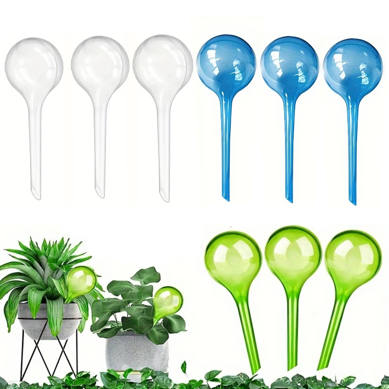 6pcs Small Plant Watering Globes Self Watering Bulbs PVC Automatic Watering Balls Plant Watering System 5.1inches