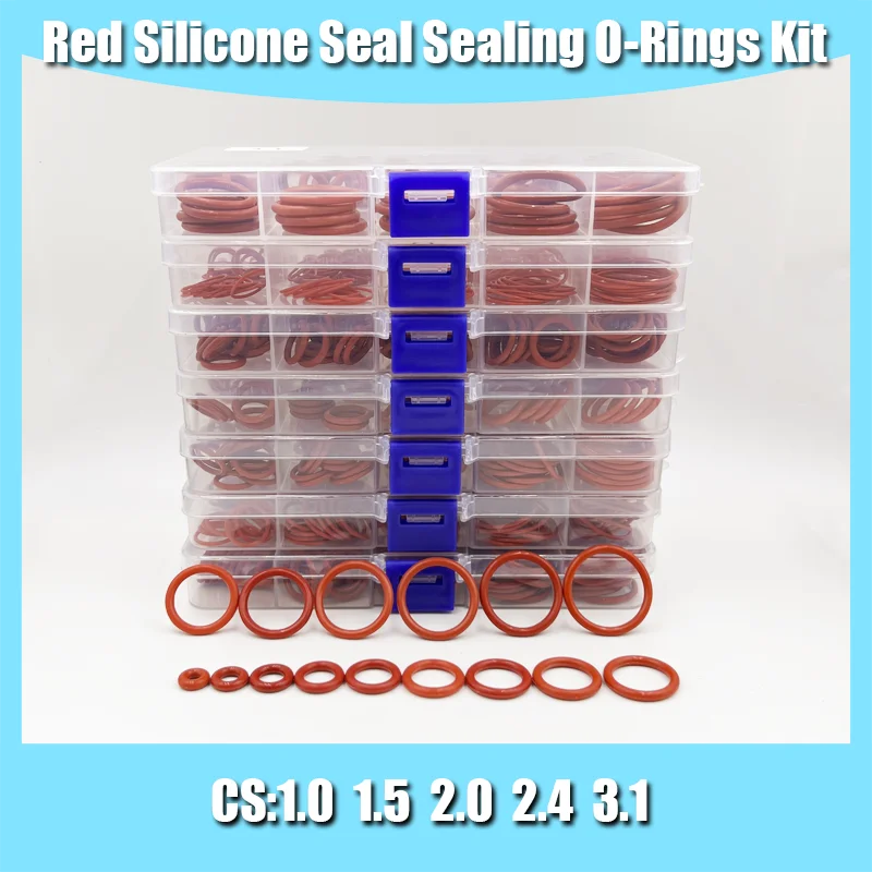 Red Silicone O Ring Set CS 1/1.5/2.0/2.4/3 VMQ Seal Sealing Washer O