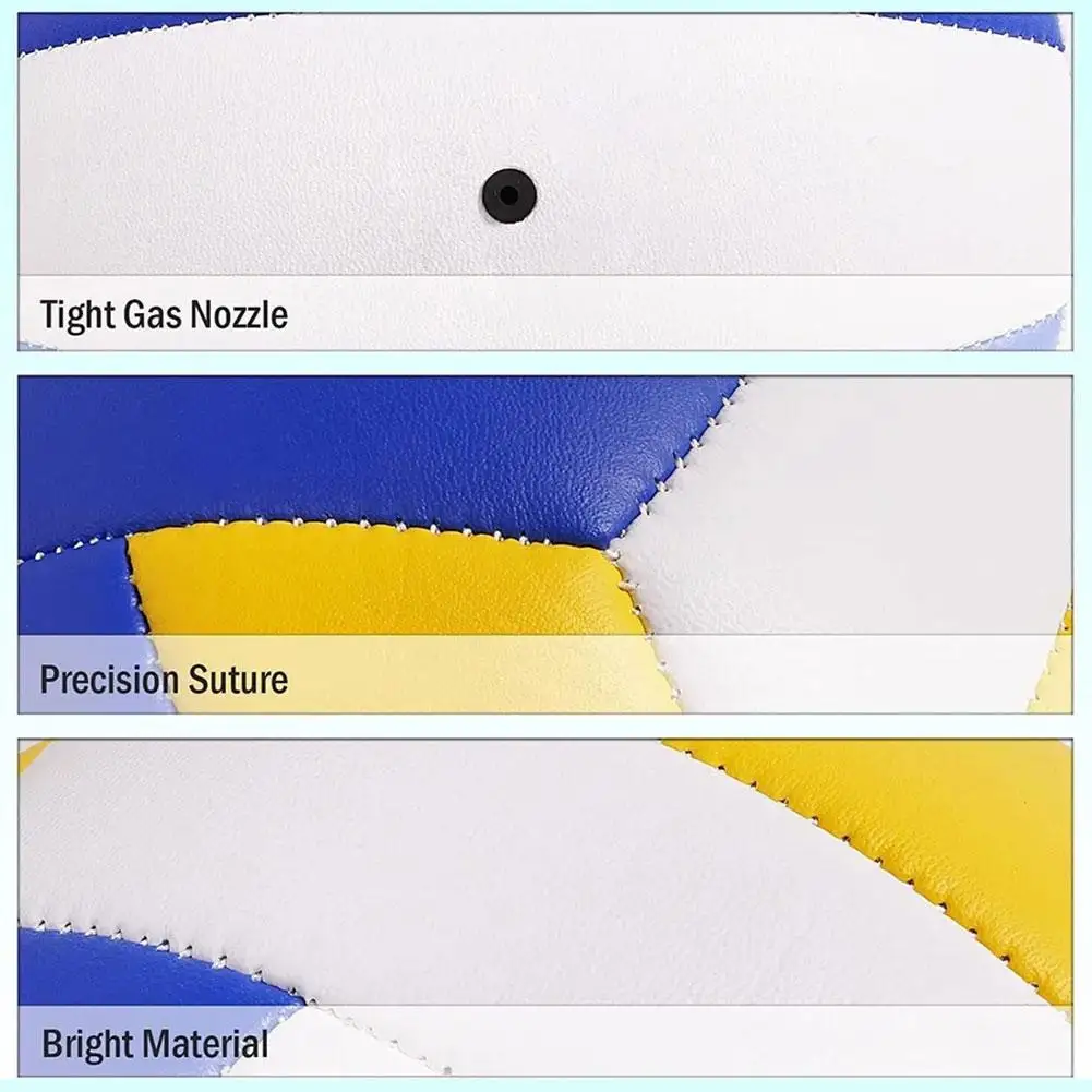 Size 5 Standard Volleyball Blue White Yellow PU Soft Volleyball Inflatable Beach Practice Inside Outdoor Ball School Waterp P0K9