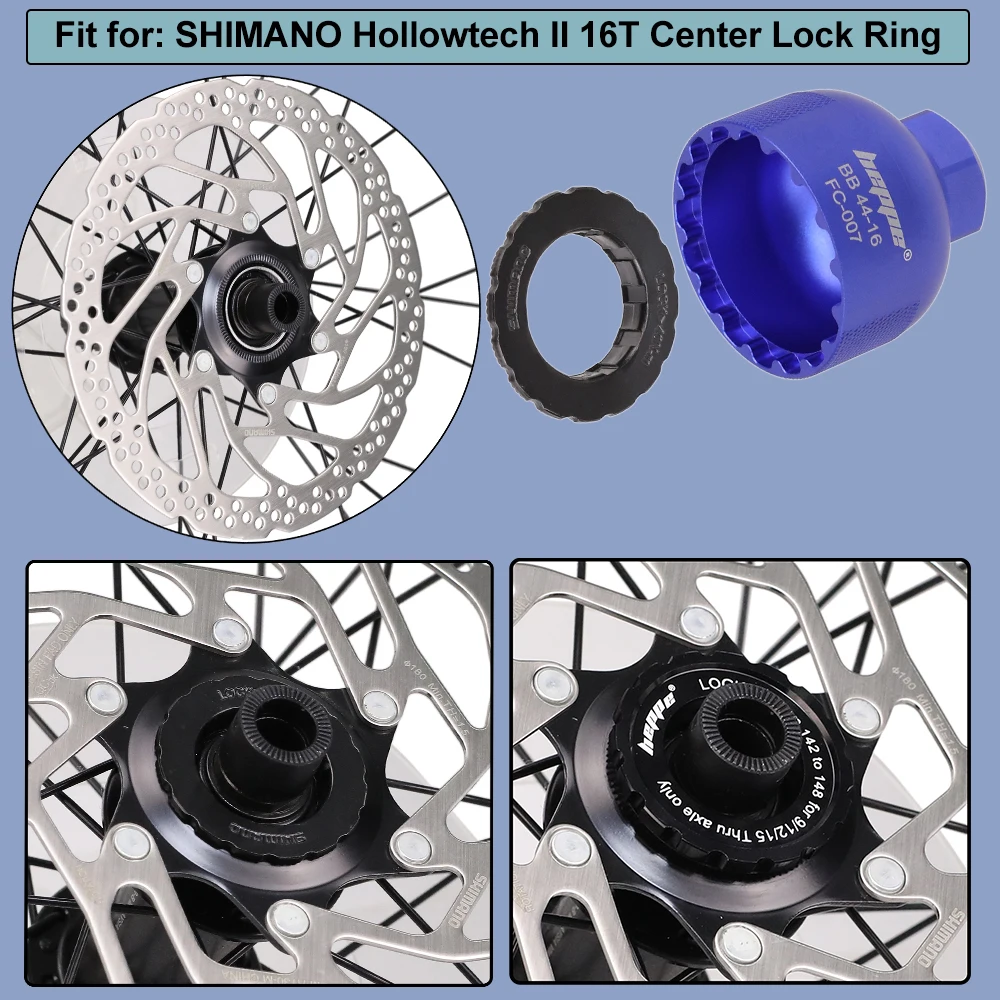 Bicycle Bottom Bracket Tool HEPPE Bike Disc Brake Centerlock Locking Ring Install and Remove Tool Lockring Remover Dual-use Wrench for SHIMANO Lockring BB52