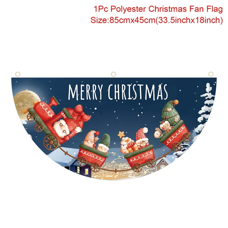 thumbnail image 1 of Christmas Fan-Shaped Flag Banner Outdoor Christmas Decor Door Garden Railing Hanging Pendant Ornament Atmosphere New Year 2024, 1 of 5