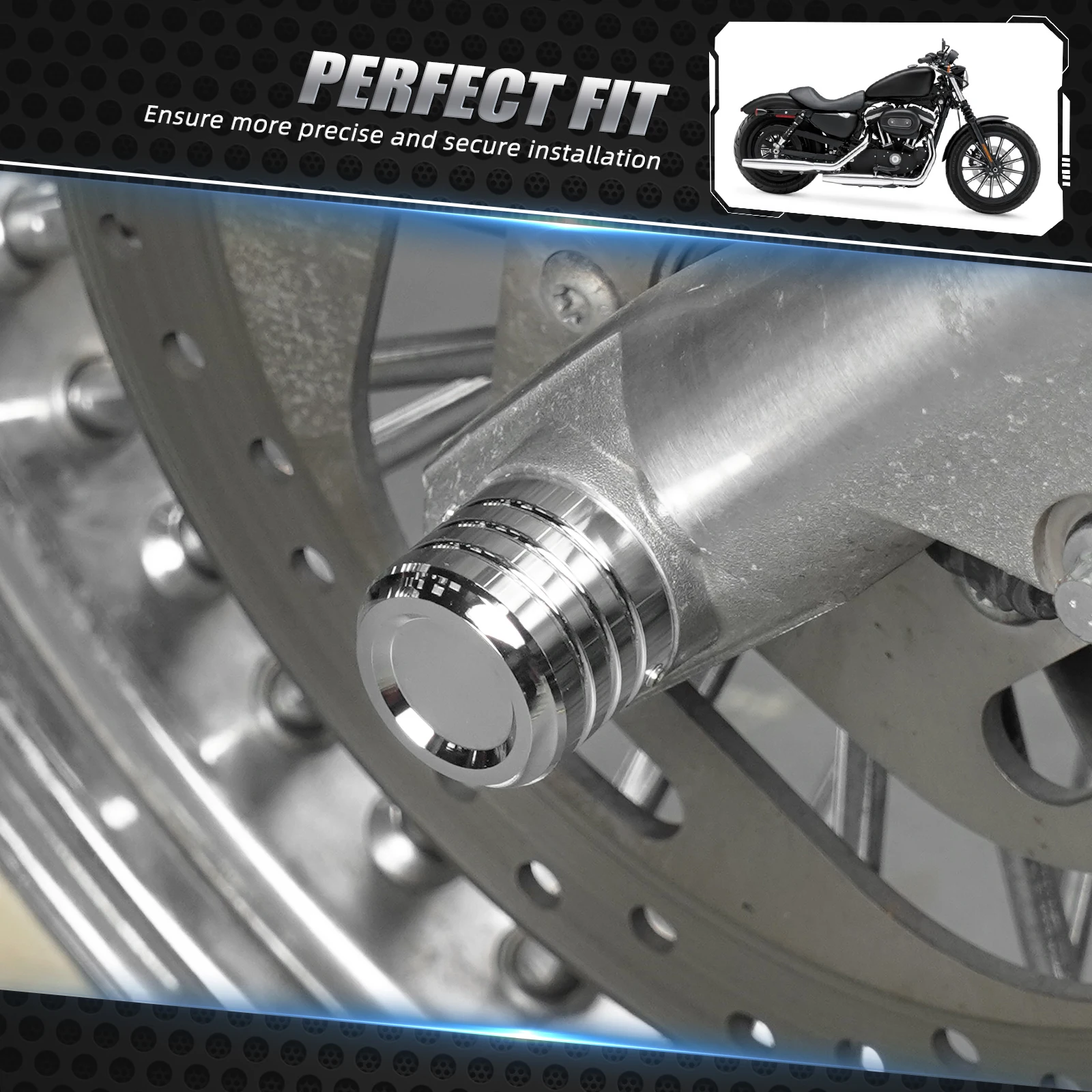 Für Harley Sportster 883 Super Low XL883L 2008-2022 Vorderachsmutterabdeckungen Kappen Sportster 1200 Custom XL1200C Eisen 883 XL883N – Detail 3