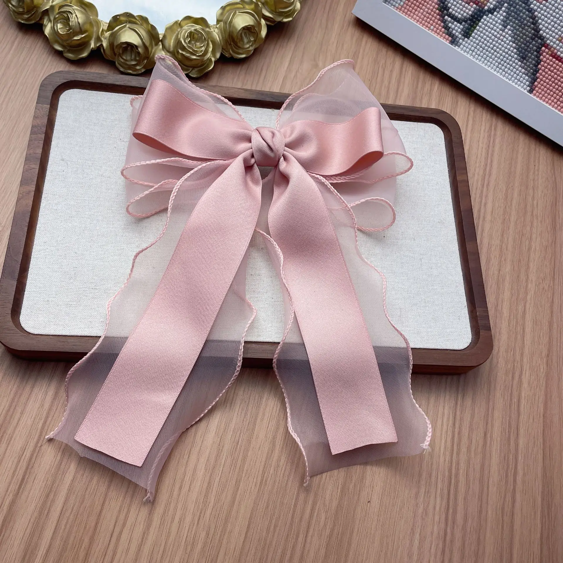 Elegante Lange Band Bogen Frühling Haarnadeln Frauen Mädchen Kind Haar Clips Pin Barrettes Zubehör Hairgrip Kopfbedeckung Kopfschmuck Ornament – Detail 7