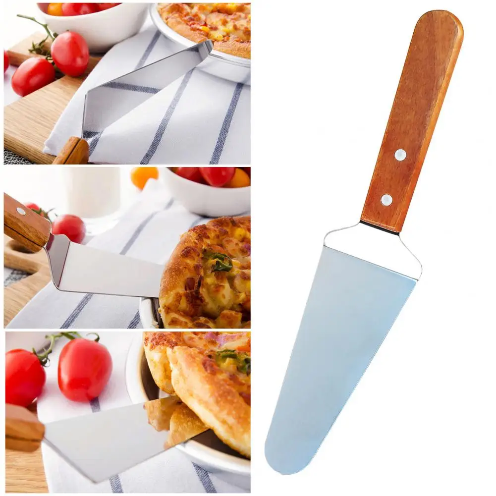 Stainless Steel Spatula Durable Stainless Steel Shovel Durable Spatula with Wooden Handle Comfortable for Cheese