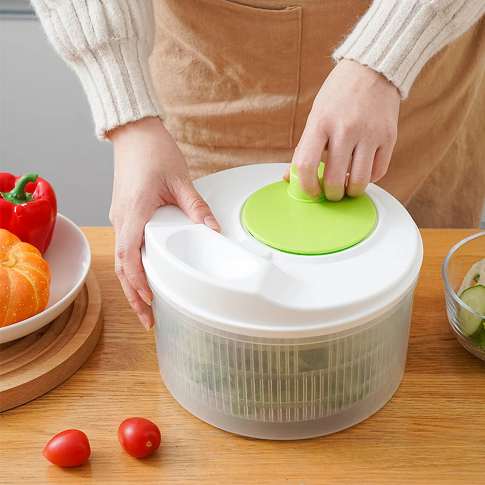 Salad Spinner Lettuce Greens Washer Dryer Drainer Crisper Strainer for Washing Drying Leafy Vegetables Kitchen Tools