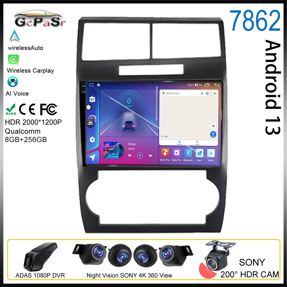 

Android для Dodge Charger Magnum 2005 2006 2007 автомобильное радио мультимедийный видеоплеер Carplay GPS навигационный экран DVD QLED BT