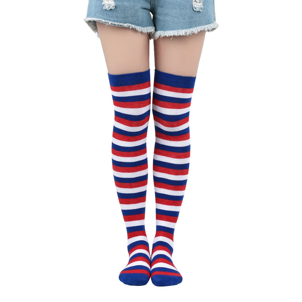 Gestreifte lange Socken für Damen, über dem Knie, hohe Strümpfe, Weihnachten, Halloween, Cosplay, Anime, Performance, Party, Nadelstreifen-Socken, Geschenke, Neu – Detail 12