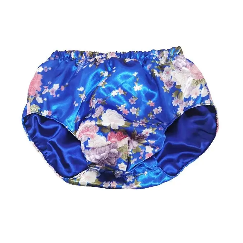 Handmade Silk Soft Satin  Women's Underwear mid Waist Comfortable Briefs Ladies Innerwear Home Clothes - 5