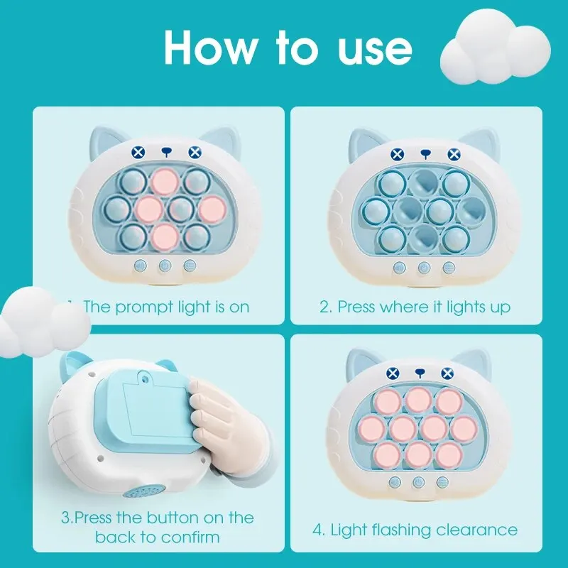 1pc Quick Light Up Fast Push Puzzle Console For Kids - Fun Electronic Game_voghion.com