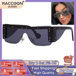 2022 New Fashion Rimless Square One Piece Sunglasses Women Luxury Brand Mirror Pink Shades Men Trend Female Eyewear Sun Glasses