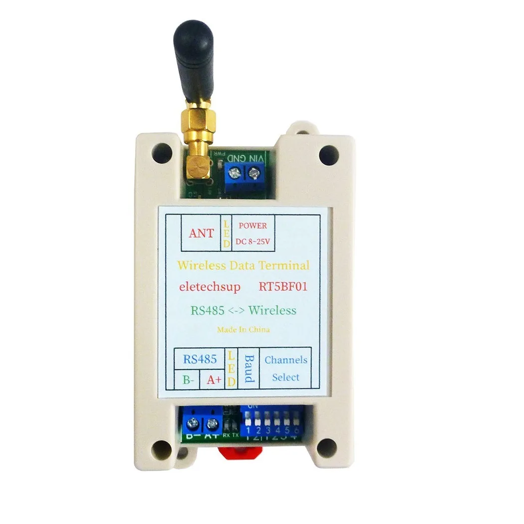 Din 레일 DIP 스위치, 무선 송수신기, UART 송신기 및 리시버 Modbus RTU 모듈, RT5BF01, DC 12V, 24V, RS485, 20DBM-121dBm