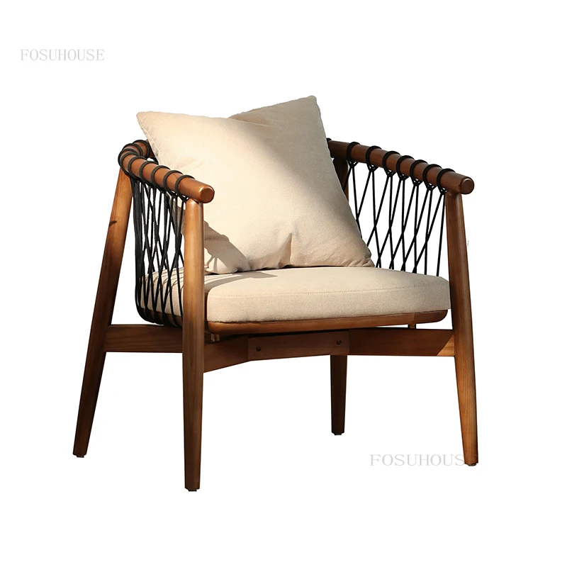 Nordic furniture Living Room Chairs Solid Wood Braided Rope Leisure