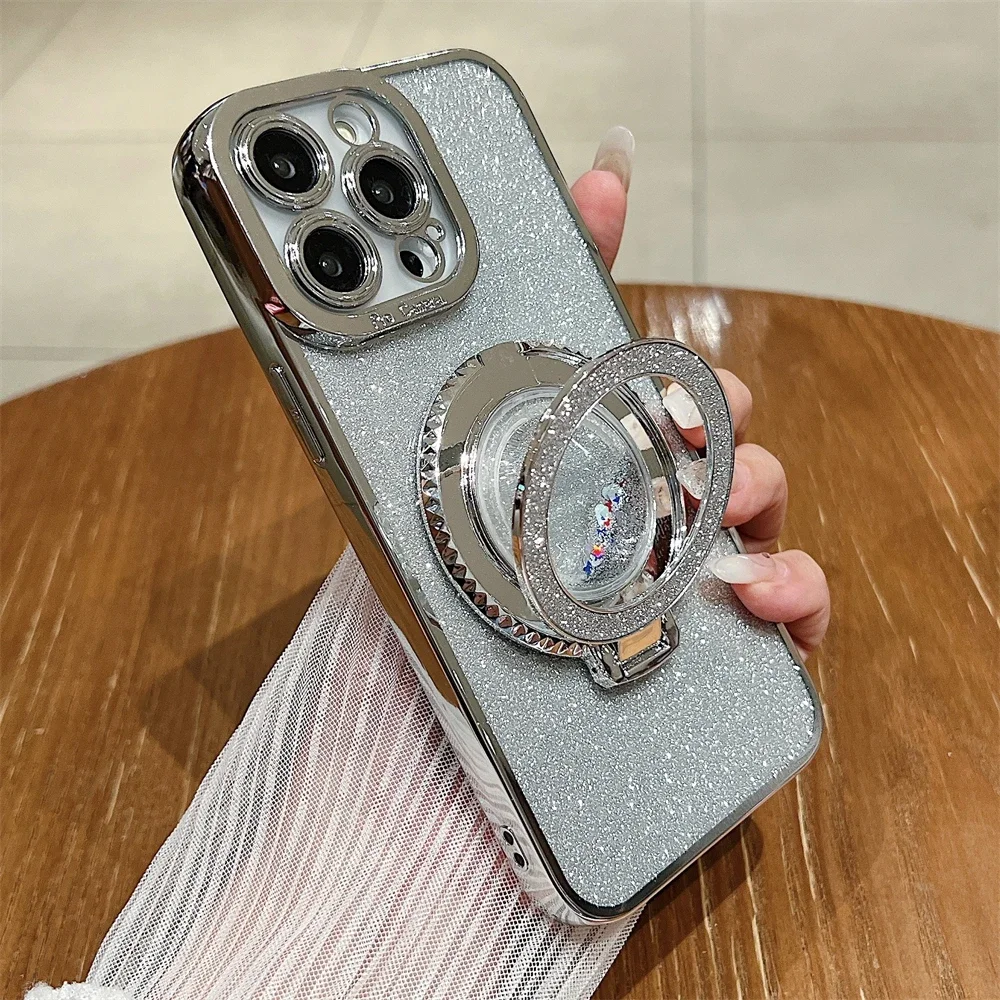 Bling Glitter Magnetic Phone Case For Iphone With Magsafe Holder_voghion.com
