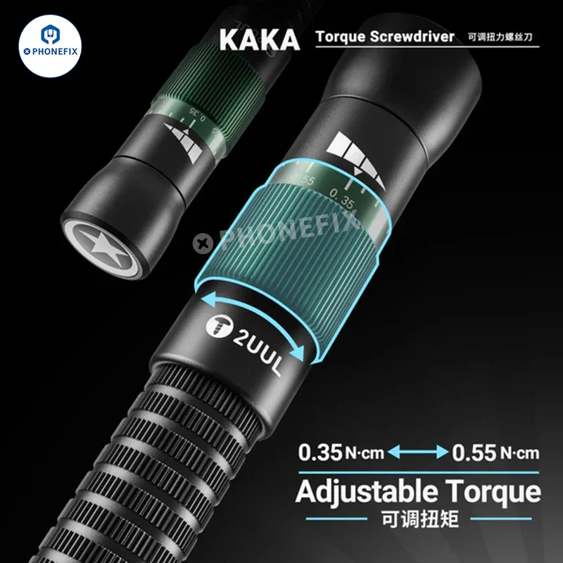 2UUL KAKA 조정 가능한 토크 스크루 드라이버 전화 수리 도구 iPhone 전자 분해 도구 용 0.6mm 0.8mm 1.2mm 스크루 드라이버