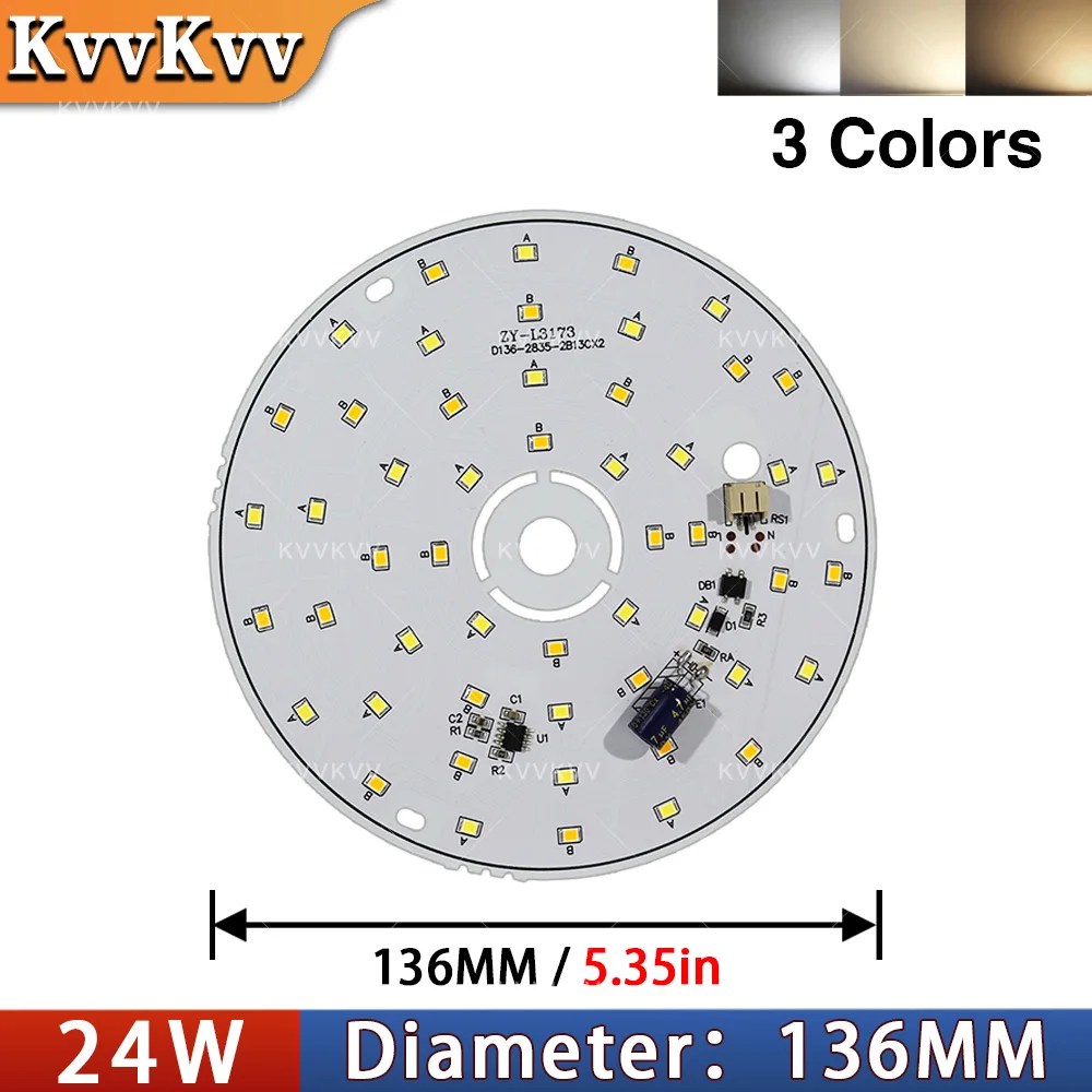 KVVKVV AC220V 240V LED 램프 플레이트 5W 6W 12W 15W DOB 2835 SMD 모듈 광원 패널 화이트/웜 화이트 드라이버 불필요 칩