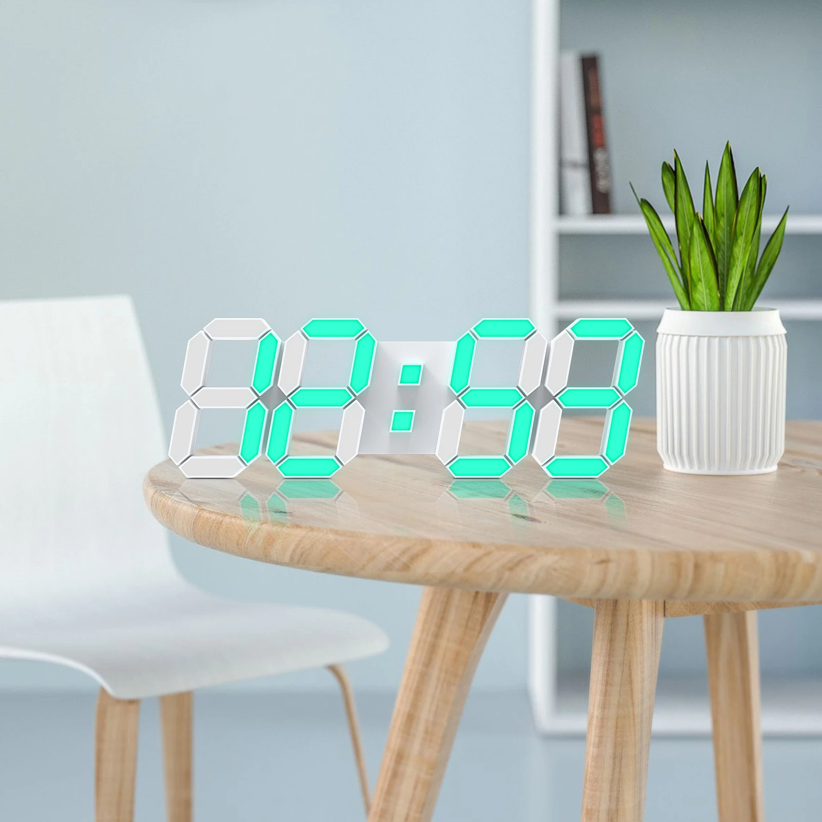 DEEYAPLE 15Inch Colorful LED Digital Clock 12/24H Time/Date Remote Control Snooze USB-Powered Wall/Desk Floating Design for Home