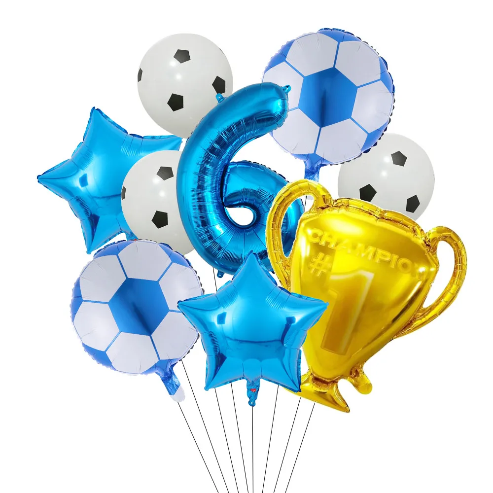 

9Pc Gold Trophy Football Soccer Foil Balloon Birthday Party Decorations Kids Toys Gifts Adult Soccer Sports Theme Party Supplies