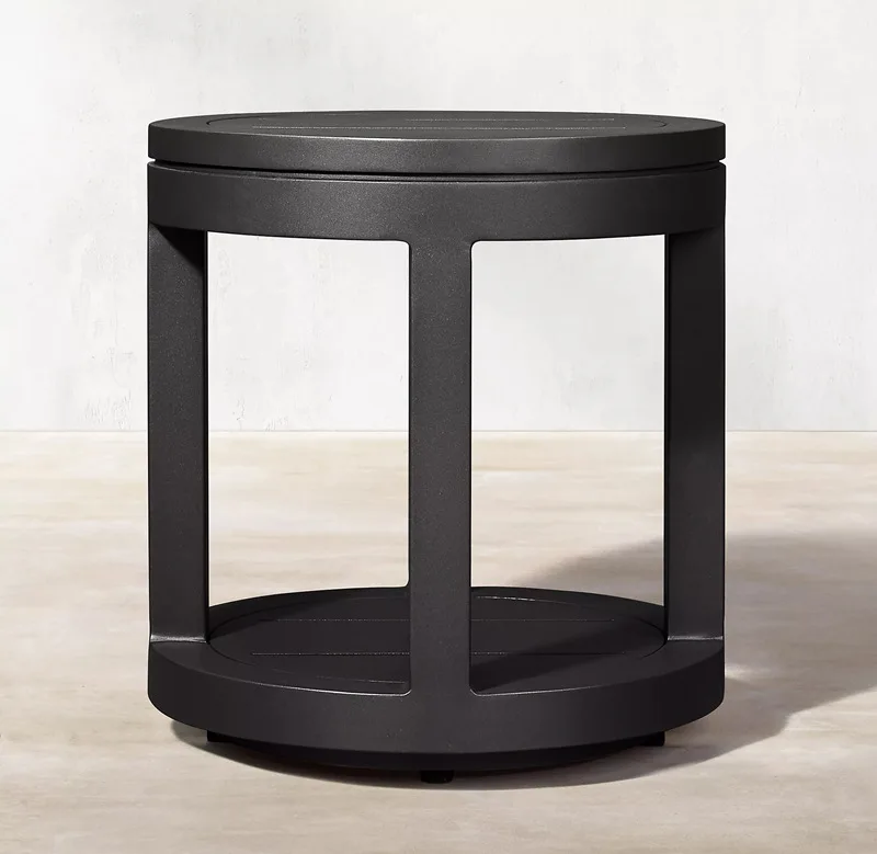 

The product can be customized.Balcony outdoor garden setVilla courtyard hotelAluminum alloy round coffee table with sofa side ta