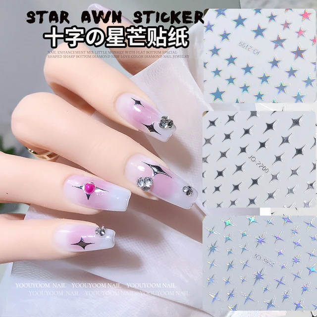 Nail Art Stickers Laser Silver  Silver Star Stickers Manicure -  Silver/gold Star - Aliexpress