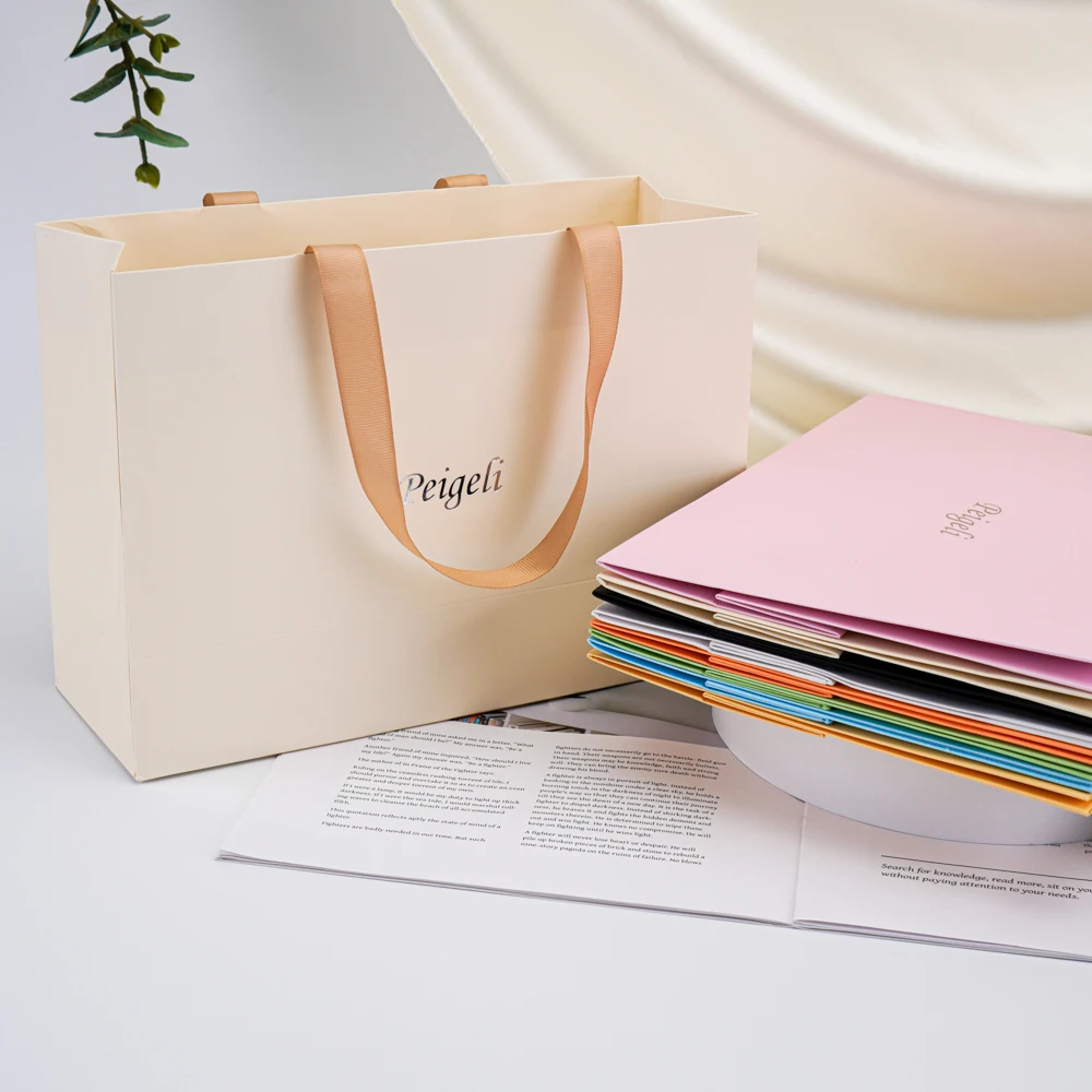 Bolsas De Mano De Embalaje De Cartón Con Asa De Cinta, Bolsa De Compras De Papel De Ropa De Lujo, Logotipo Personalizado, Regalo De Boutique De Salón De Belleza De Alta Gama - AliExprs