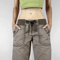 Retro Lace-up Low Rise Pants Streetwear Patchwork Loose Casual  for Women Harajuku Straight Trousers Korean Fashion - Image 4