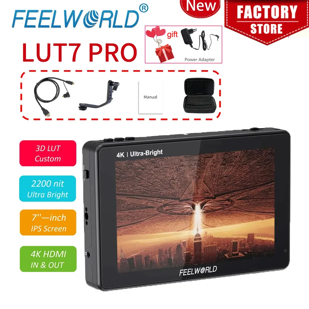 FEELWORLD 7インチIPS LUT7 PRO DSLRフィールドモニター 4K HDMI 3D