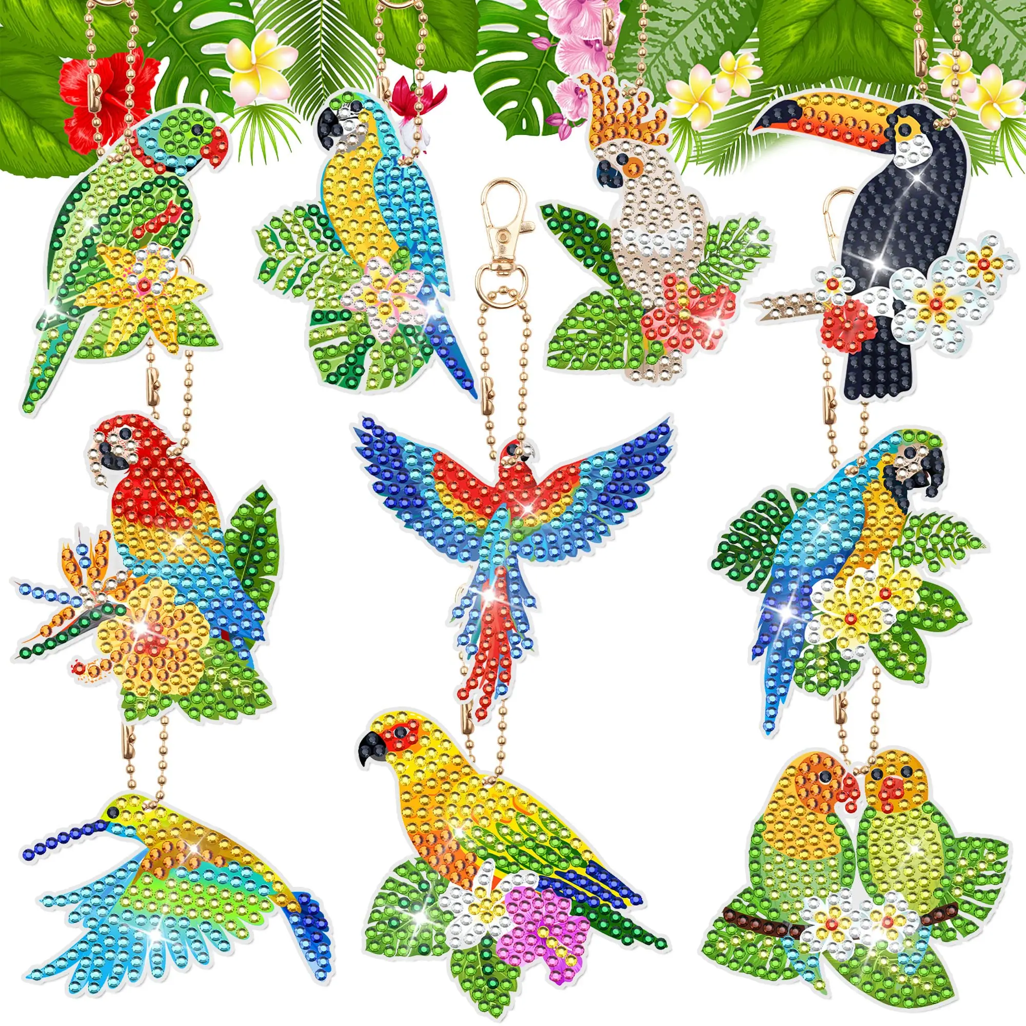 

DIY брелок для ключей с изображением Тропической птицы с вышивкой ручной работы