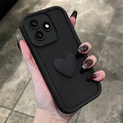 3D Love Heart Shockproof Phone Case - Stylish and Durable Protection for Honor 400 Lite (Black)