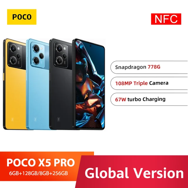 Global Version POCO X5 5G 128GB/256GB Cellphone 120Hz AMOLED DotDisplay  Snapdragon 695 NFC 33W Fast Charging 48MP Camera - AliExpress