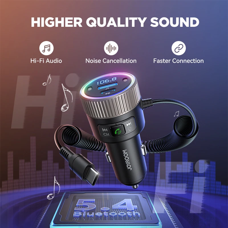 JOYROOM 60W Bluetooth FM Transmitter PD QC Super Fast Car