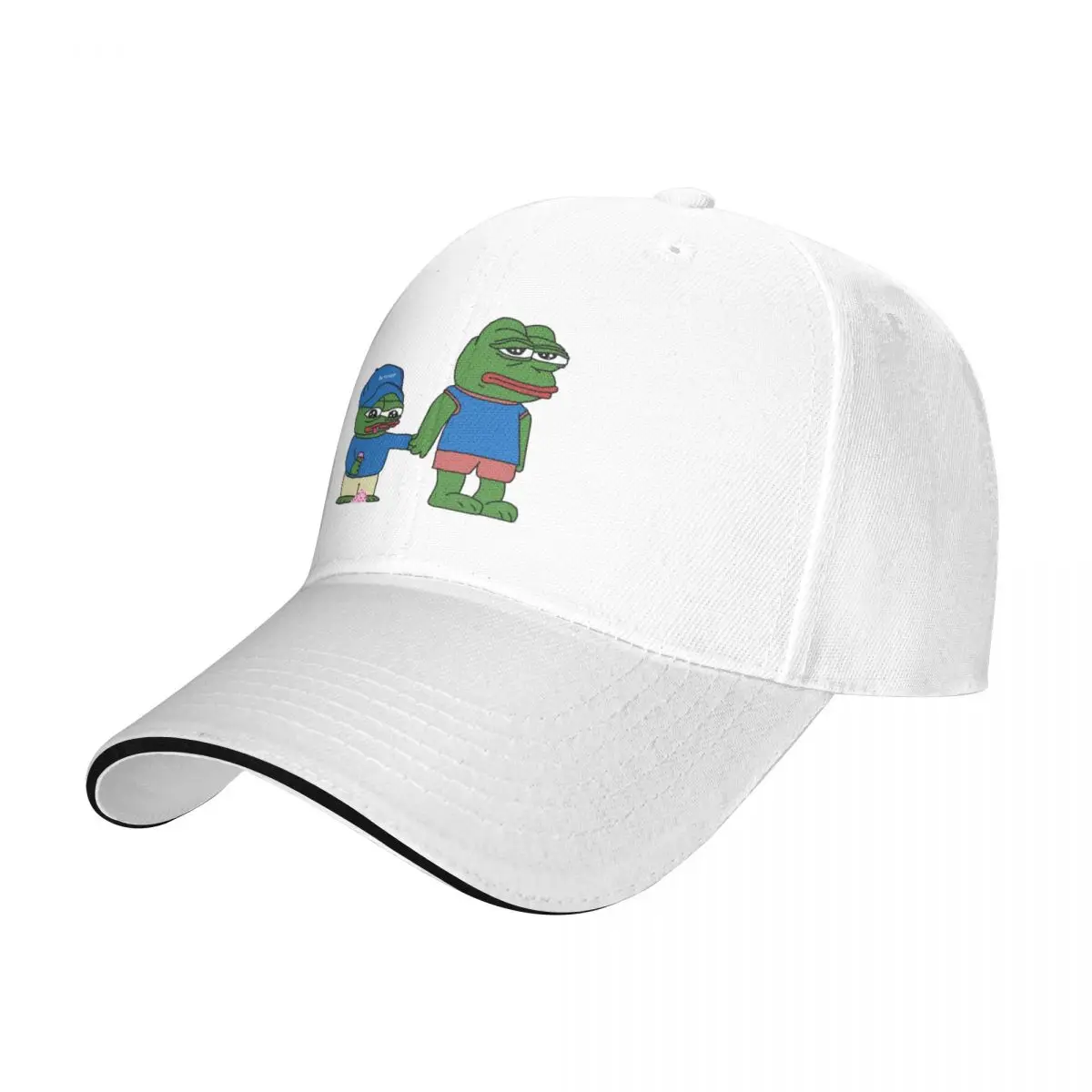 

PepeTheFrog and Pepe The Helper Brother Apu Apustaja with ice cream holding hands HD HIGH QUALITY Baseball Cap