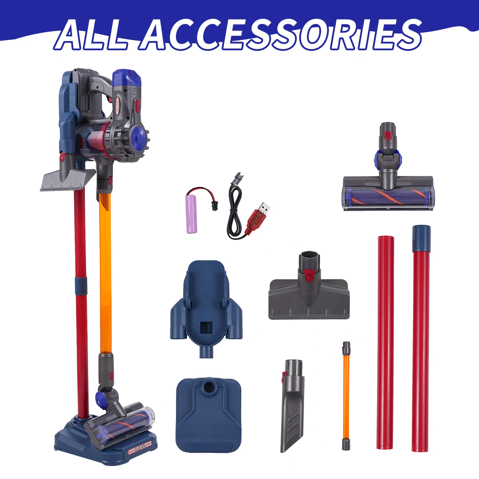 Toy Vacuum 3 In-1 Kids Vacuum Cleaner Set That Really Works Cordless Vacuum Interactive Toy for Children Kids