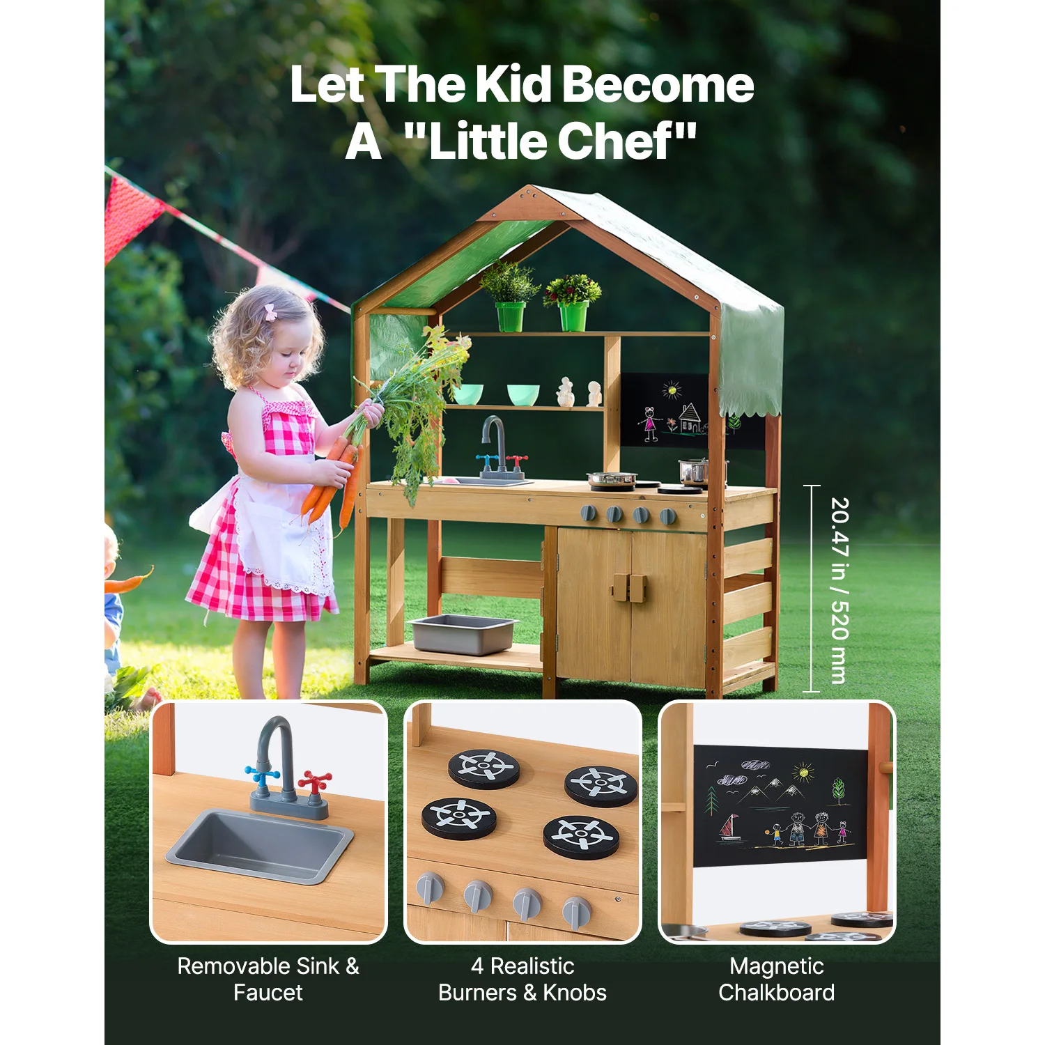 Outdoor Kids Mud Kitchen Playset with Stove and Faucet