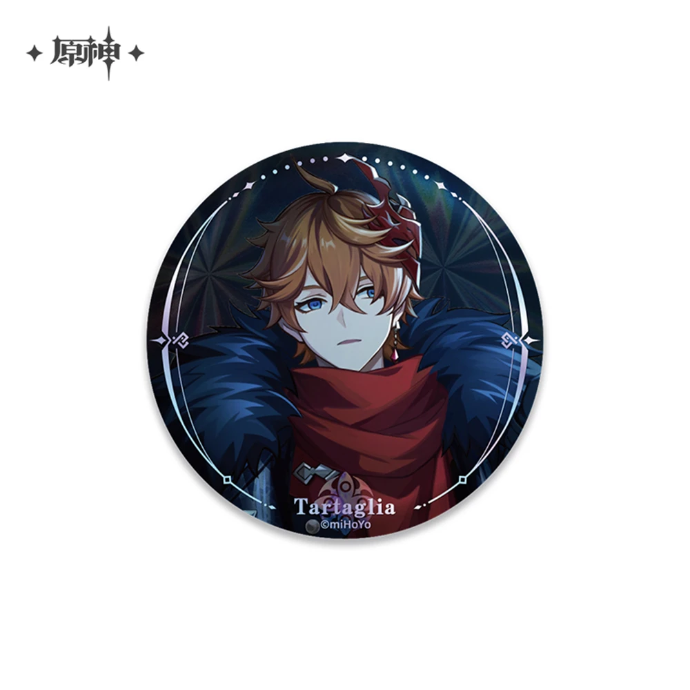 Genshin Impact Fatui A Winter Night's Lazzo Pierro II Dottore Columbina Sandrone Cosplay Badge Pin SPTE Tinplate Brooch Anime Ornament