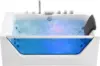 Acrylic Alcove Whirlpool Bathtub - Hydromassage Rectangular Jetted Soaking Tub with Center Drain - Waterfall Faucet 1