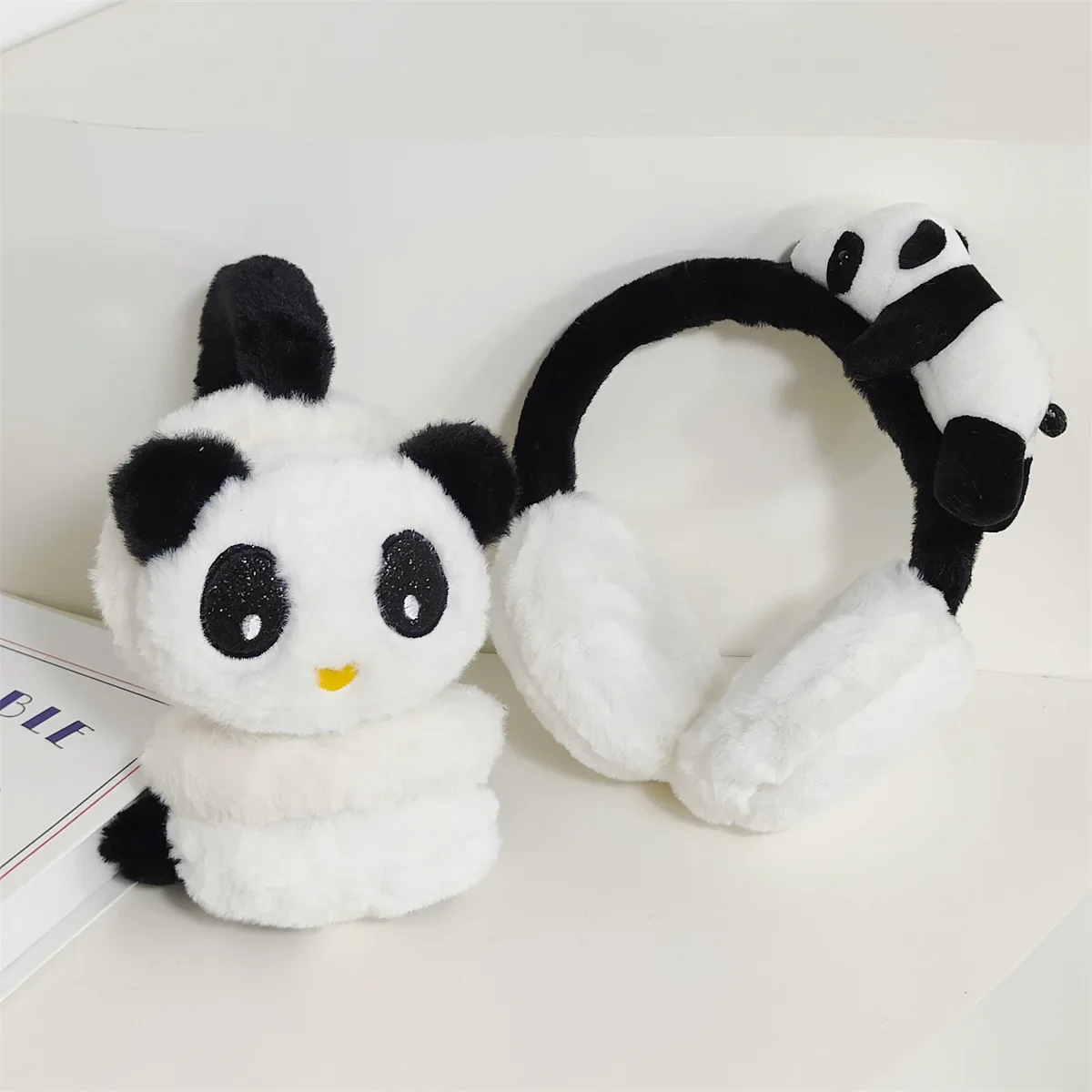 Cute Panda Theme Plush EarMuffs for Kids Girls Ear Warmer Ear for Winter Children Student Warm Tool