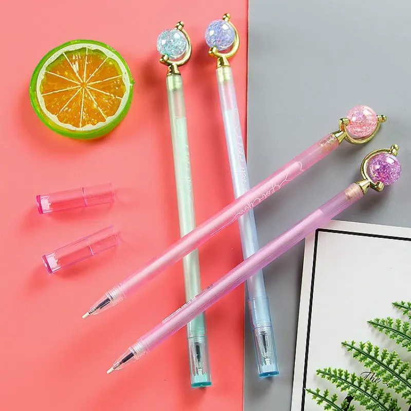 4 Piece Stationery Cute Crystal Globe Stationery Sweet Lovely Pretty Candy Gel Pen 3