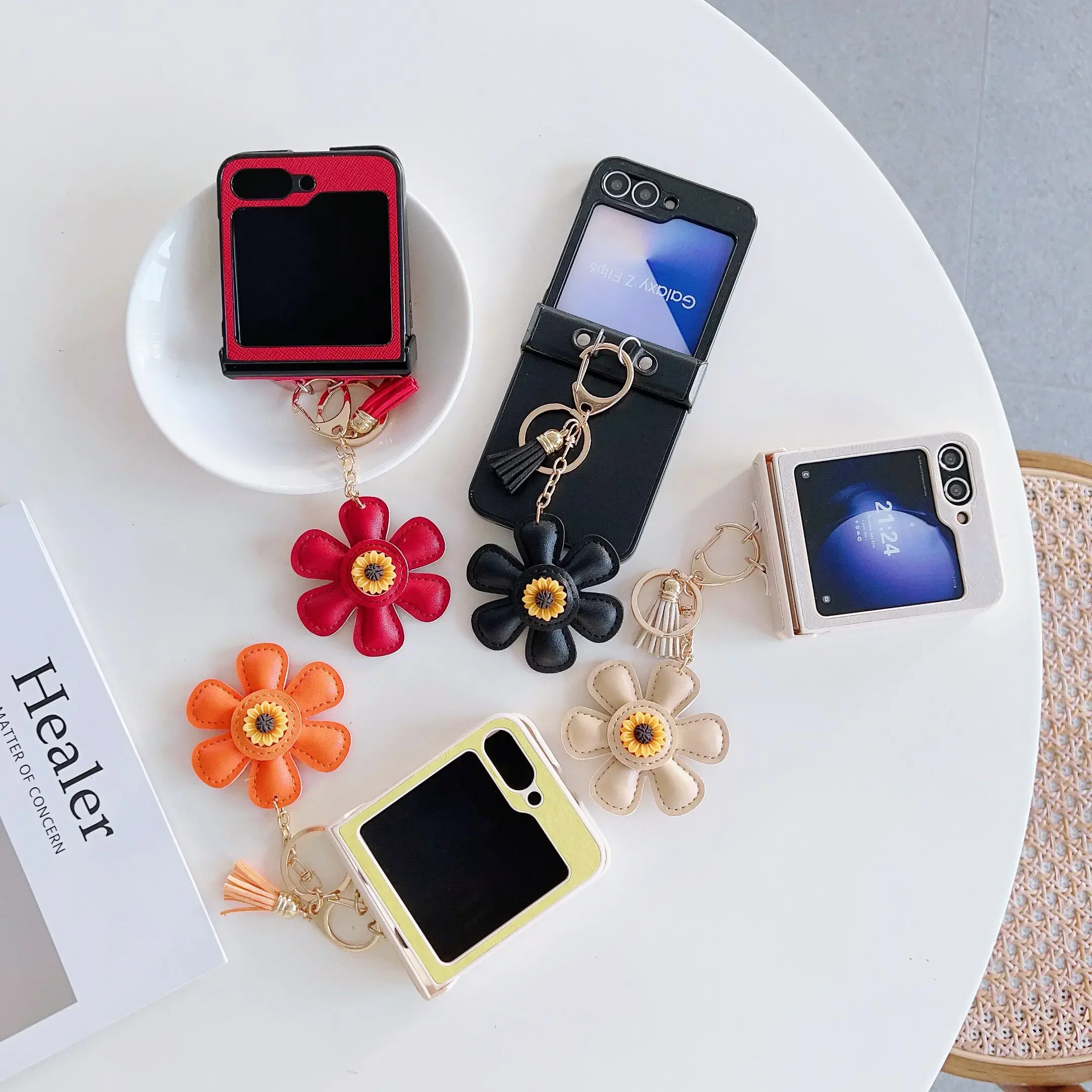 Floral PU Leather Shockproof Phone Case with Hinge Protection