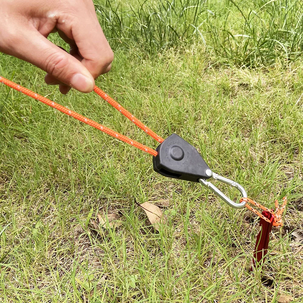 6mm 5m Outdoor Hiking Camping Tent Tie Down Rope Tightener Fastening Wind Rope Buckle Pulley Ratchet Awning Hook 3 Colors outdoor tent ropes camping tent accessories camping tent fasteners tent rope tightener camping cord buckles camping rope buckle tent wind rope hook rope tie down ratchet