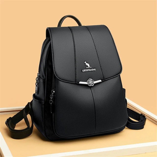 NICOLE & DORIS Sac à Dos Antivol Femme – Grande Capacité, Pompon Mignon, Nylon Léger & Cuir PU, Idéal Voyage & Quotidien !