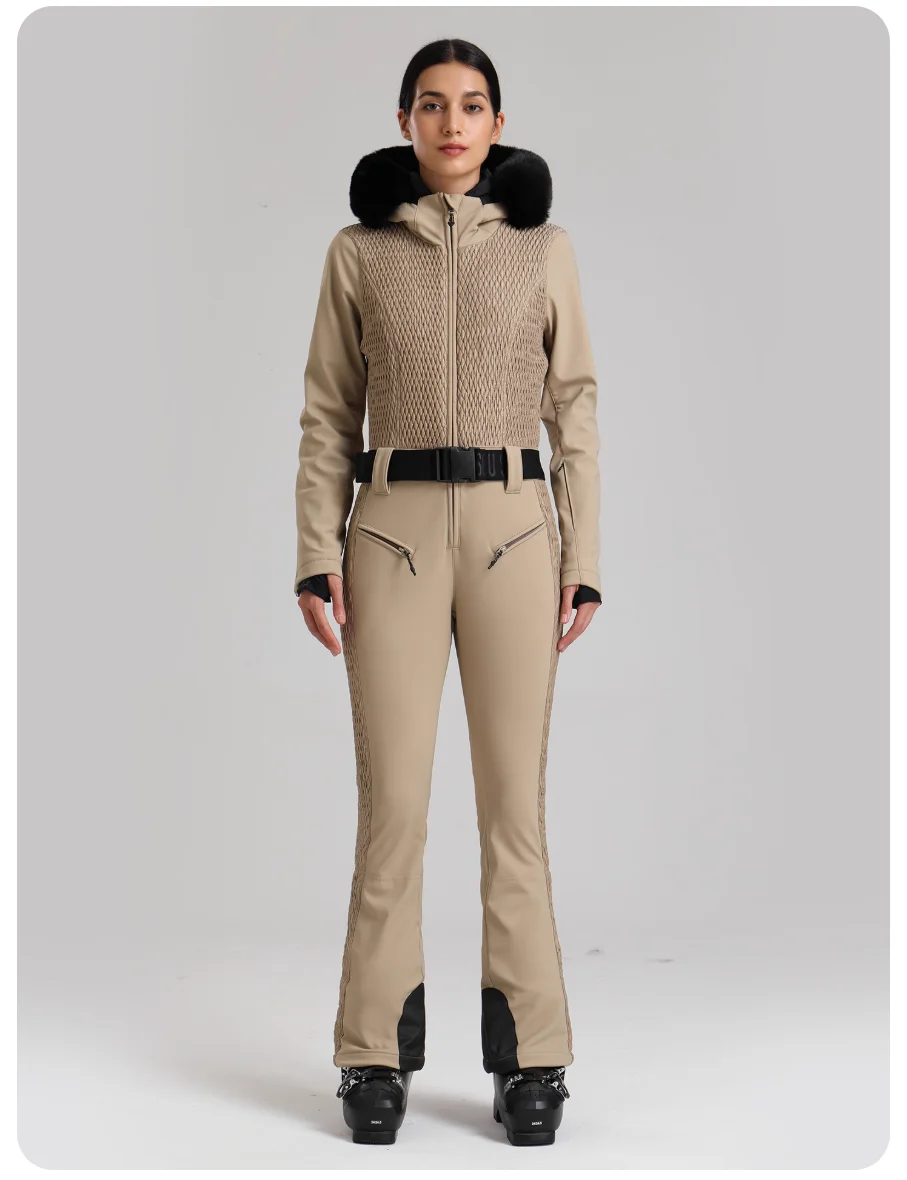 Gsou 스노우 여성용 원피스 스키복 전문 방수 보온 점프수트 신축성 있는 슬림..