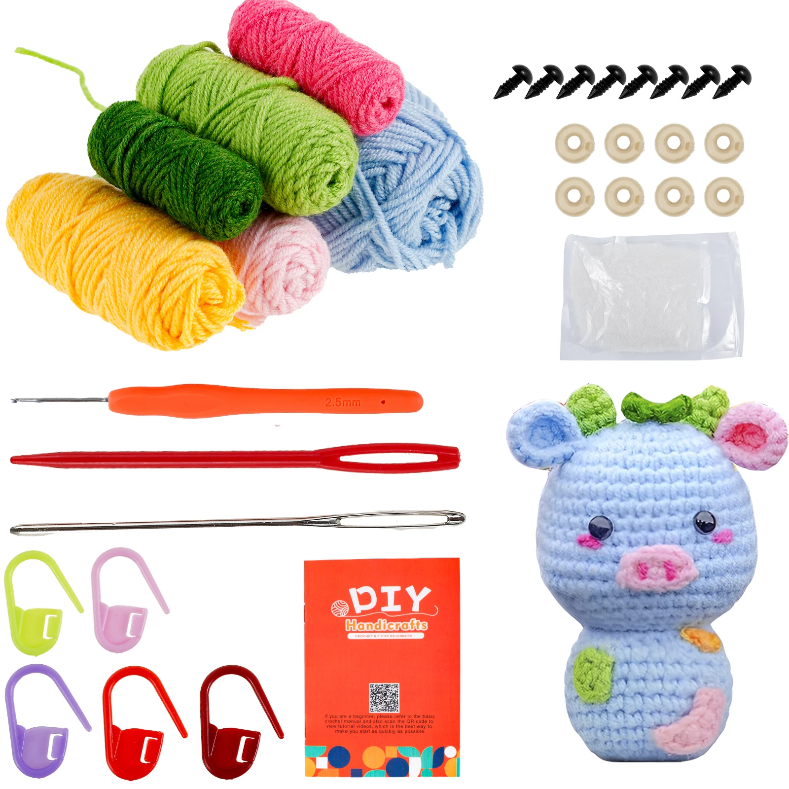 Kit Uncinetto Per Principianti, 6 Pezzi Con Animali Amigurumi, Fai Da Te Con Video Tutorial, Regalo Creativo Per Adulti E Bambini