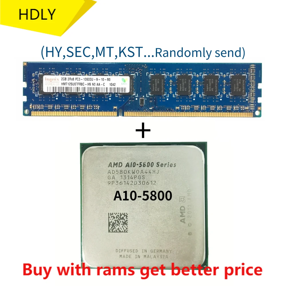 DDR3 2G 1333Mhz with A10-Series A10 5800 5800K 5800B Quad-Core CPU Processor AD580KWOA44HJ/AD580BWOA44HJ Socket FM2 | Компьютеры и