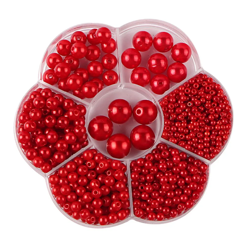 3mm-12mm Mix size Pure White/Pearl Boxed wtraight holes round imitation plastic pearl beads for needlework & Jewelry Making